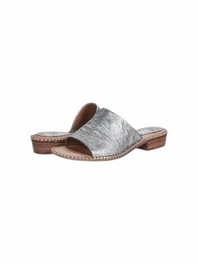 Silver Slide Sandals for Women - Metallic Open-Toe Sliders